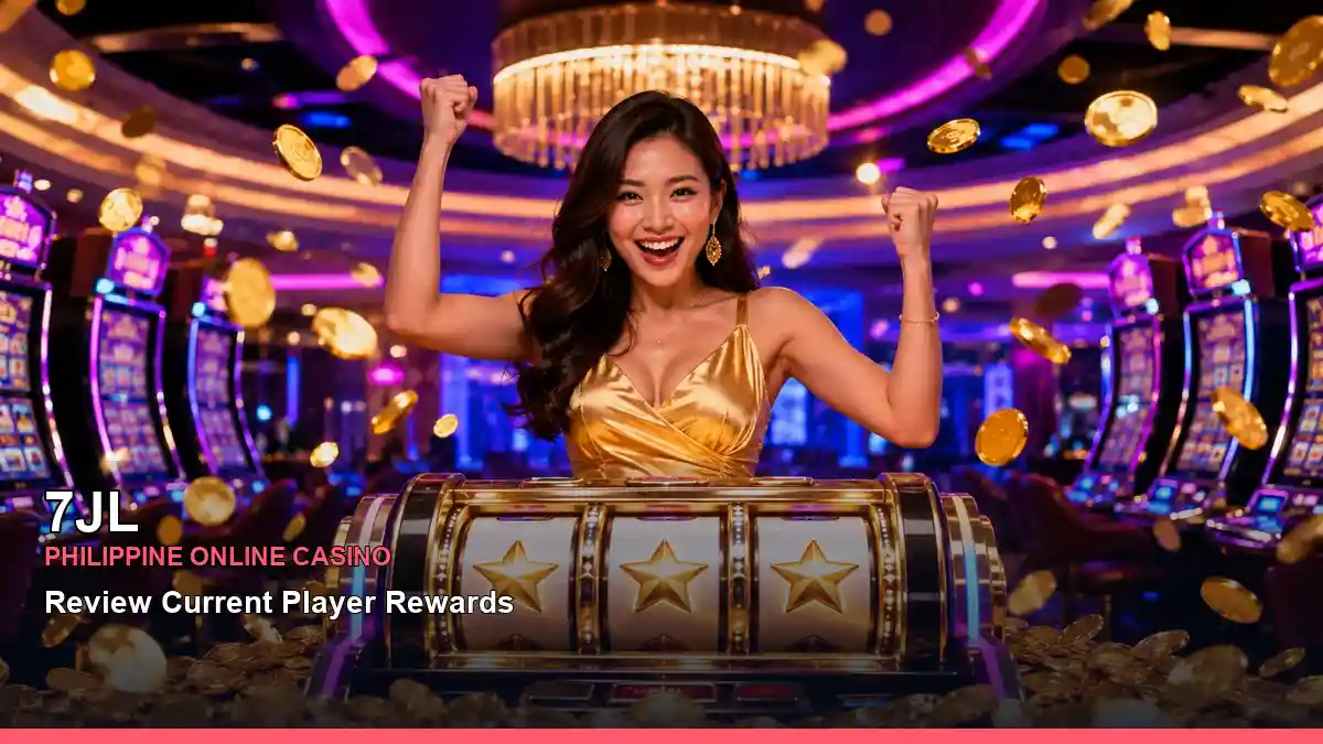 7JL Philippines casino guide with celebratory jackpot slot games and an adult Filipina casino host — view 2